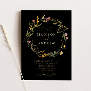 Elegant Summer Wildflower Wreath Black Wedding