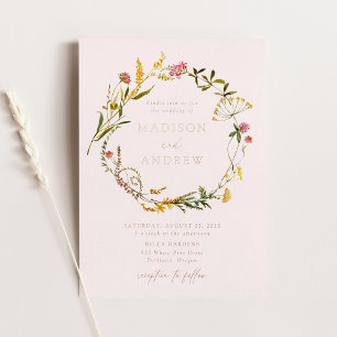 Elegant Summer Wildflower Wreath Blush Wedding