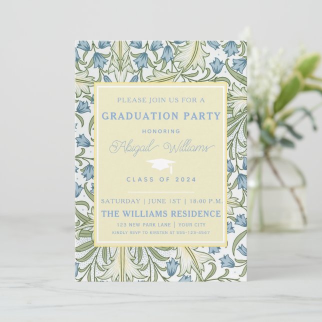 Elegant Summer Wildflowers - Graduation Invitation (Standing Front)