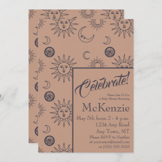 Elegant Sun and Moon Celestial Baby Shower Invitation