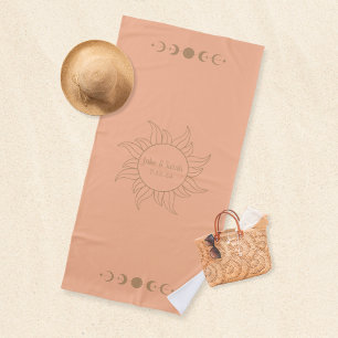 Elegant Sun Moon Orange Honeymoon Beach Towel