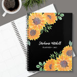 Elegant Sunflower 2023 Planner<br><div class="desc">This elegant Planner is decorated with watercolor sunflowers and green foliage on a black background. You can personalize it by adding your name and changing the year. Use the Design Tool option to change the text size, style, and colour. Because we create our artwork you won't find this exact image...</div>