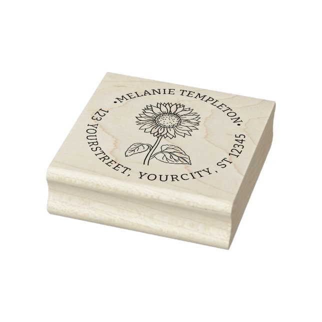 Elegant Sunflower #4 Name Return Address Rubber Stamp (Stamp)
