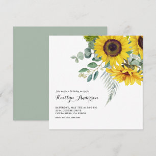 Elegant Sunflower BIrthday Party Invitation