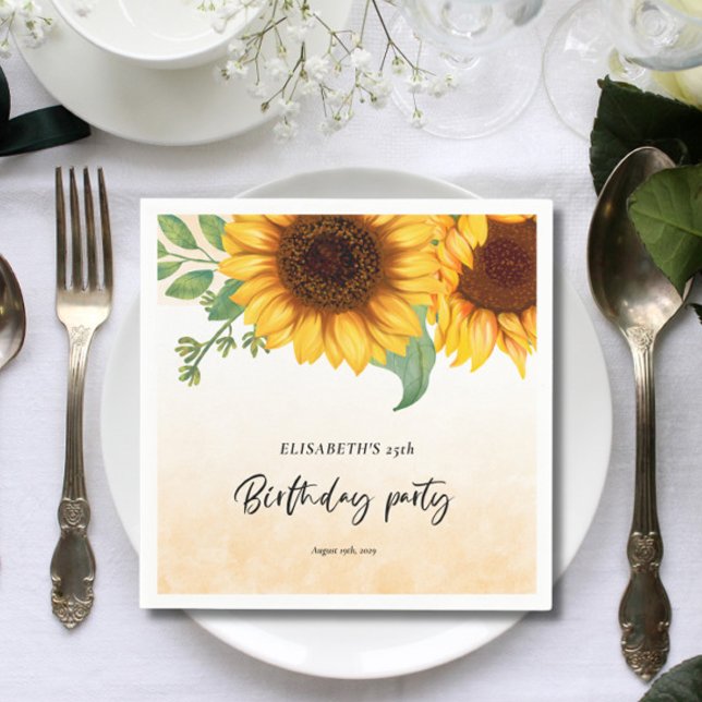 Elegant Sunflower Birthday Party  Napkin (Creator Uploaded)