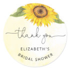 Elegant sunflower bridal shower classic round stic