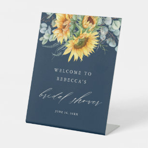 Elegant Sunflower Bridal Shower Welcome Pedestal Sign