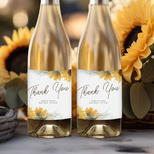 Elegant sunflower, country fall wedding favour sparkling wine label