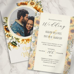 Elegant Sunflower Cream Photo Wedding