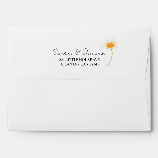 Elegant Sunflower Daisy Wedding Envelope (Back (Top Flap))