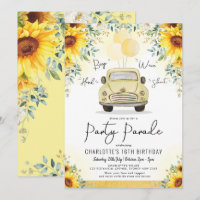Elegant Sunflower Drive Thru Birthday Party Parade