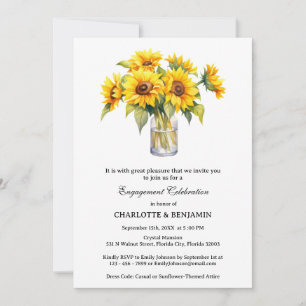 Elegant Sunflower Engagement Party Invitation