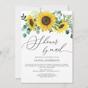 Elegant Sunflower Eucalyptus Baby Shower by Mail Invitation