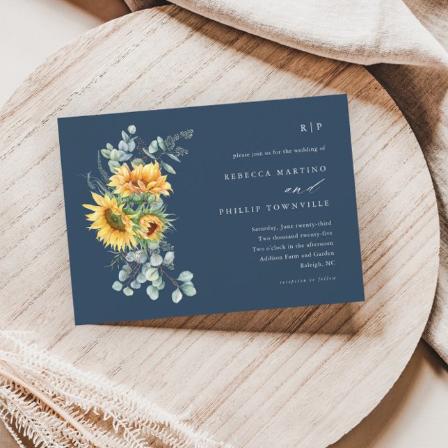 Elegant Sunflower Eucalyptus Fall Wedding Invitati Invitation (Creator Uploaded)