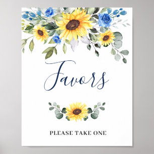 Elegant Sunflower Eucalyptus Favours Wedding Sign