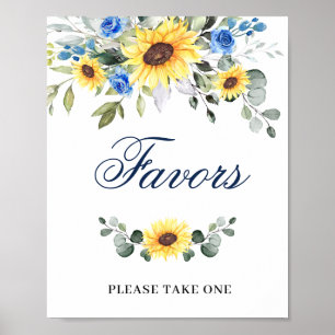 Elegant Sunflower Eucalyptus Favours Wedding Sign