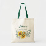 Elegant Sunflower Eucalyptus Rustic Bridesmaid Tote Bag<br><div class="desc">Elegant Sunflower Eucalyptus Rustic Bridesmaid Tote Bag.
Give your bridal party a tote bag that'll make them feel totally flattered! These totes come customized to say anything that you'd like. For further customization,  please click the "customize further" link and use our design tool to modify this template.</div>