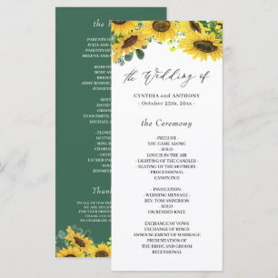 Elegant Sunflower Eucalyptus Wedding Ceremony Program