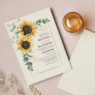 Elegant Sunflower Eucalyptus Wedding Invitation