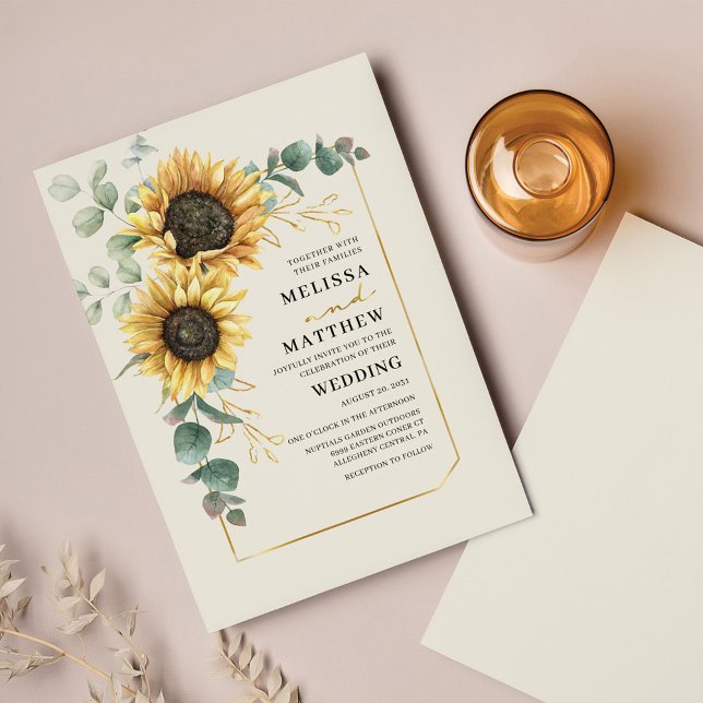 Elegant Sunflower Eucalyptus Wedding Invitation (Creator Uploaded)