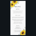 Elegant Sunflower Floral Greenery Wedding Menu<br><div class="desc">Personalize this elegant wedding menu with your own wording easily and quickly,  simply press the customise it button to further re-arrange and format the style and placement of the text.  Double sided. The Happy Cat Studio</div>