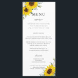 Elegant Sunflower Floral Greenery Wedding Menu<br><div class="desc">Personalize this elegant wedding menu with your own wording easily and quickly,  simply press the customise it button to further re-arrange and format the style and placement of the text.  Double sided. The Happy Cat Studio</div>
