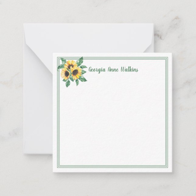 Elegant Sunflower Floral Monogrammed Card (Front)