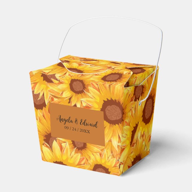 Elegant Sunflower Florals Wedding Favour Box (Front Side)