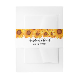 Elegant Sunflower Florals Wedding  Invitation Belly Band