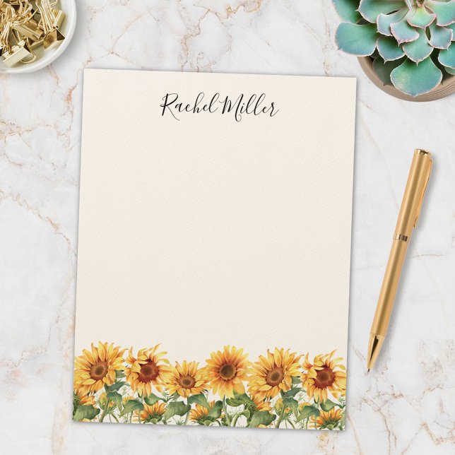 Elegant Sunflower Garden Letterhead (In situ)