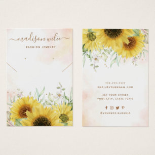 Elegant Sunflower Jewellery Earring Display Card 