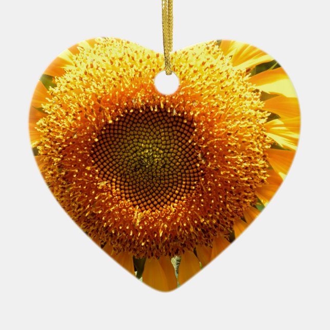 Elegant sunflower photo ceramic ornament (Front)