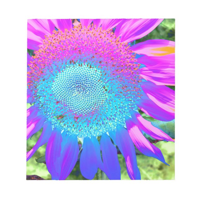 Elegant sunflower purple pink blue floral  notepad (Front)