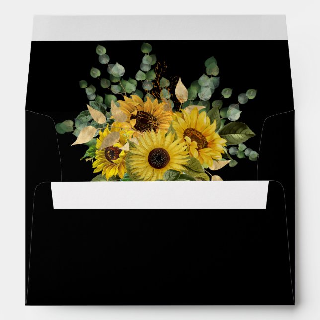 Elegant Sunflower Return Address Wedding Envelope (Back (Bottom))