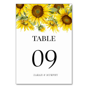Elegant Sunflower Summer Wedding  Table Number