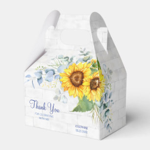 Elegant Sunflower Wall Brick Floral Birthday Favor Box