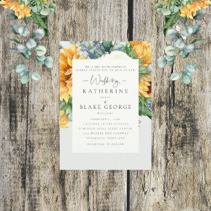Elegant Sunflower Wedding Bride Parents III Invitation