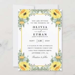 Elegant Sunflower  wedding card