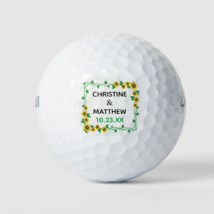 Elegant Sunflower Wedding Favour Golf Balls