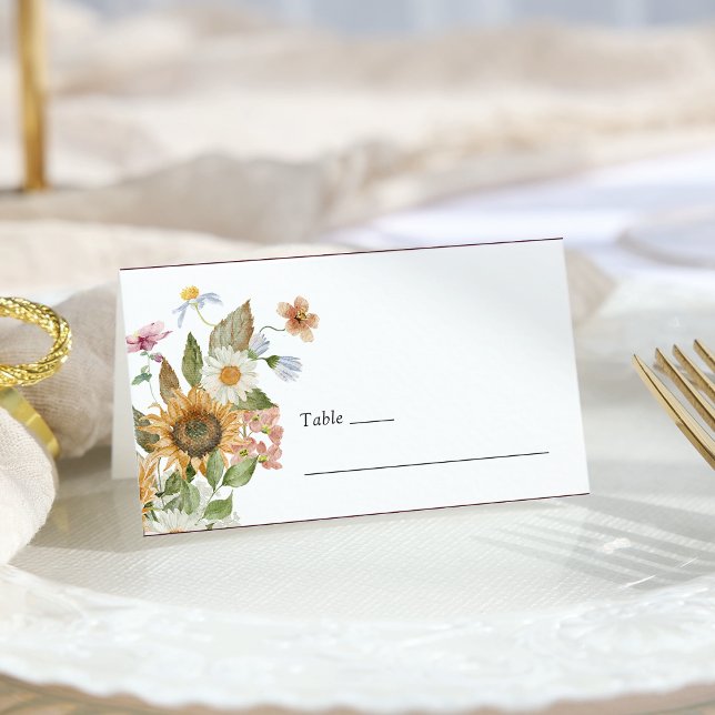 Elegant Sunflower Wedding Place Card (Elegant Sunflower Wildflower Wedding Table Place Card by Painted Paperie
)