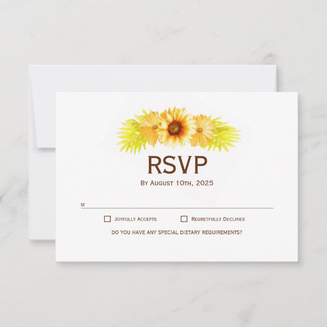 Elegant Sunflower Wedding RSVP (Front)