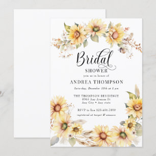 Elegant Sunflower Yellow Bridal Shower Invitation