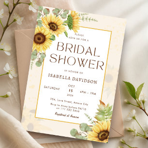 Elegant Sunflower Yellow Floral Bridal Shower Invitation
