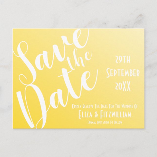 Elegant Sunflower Yellow Save The Date Postcard (Front)