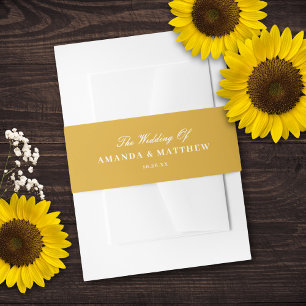 Elegant Sunflower Yellow Summer Autumn Wedding Invitation Belly Band