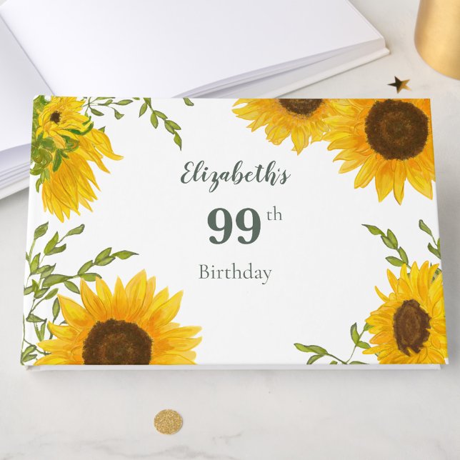 Elegant Sunflowers 99th Birthday Guest Book (Creator Uploaded)