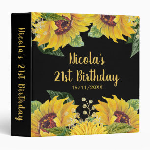 Elegant Sunflowers and Foliage Birthday Party Binder