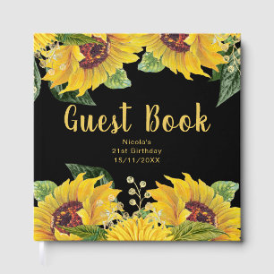 Elegant Sunflowers and Foliage Birthday Party Guest Book
