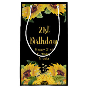 Elegant Sunflowers and Foliage Birthday Party Small Gift Bag