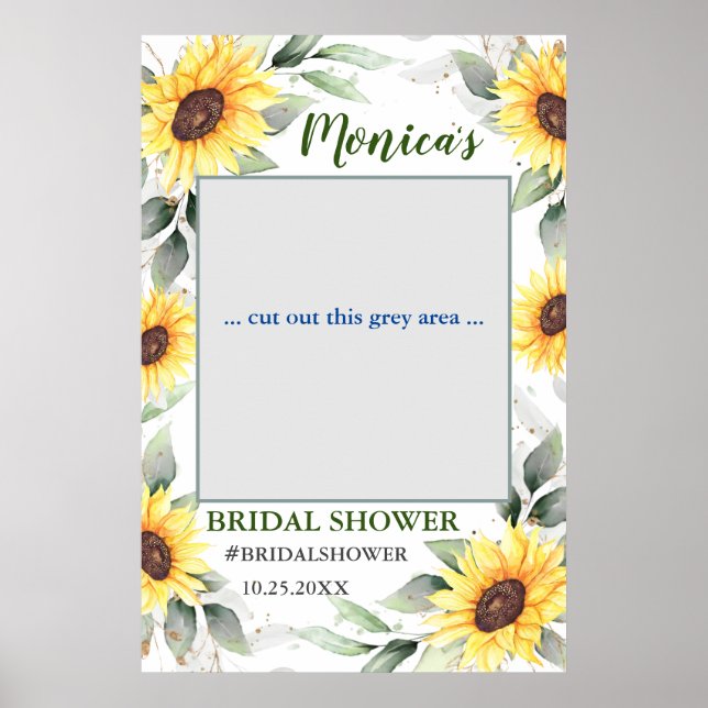 Elegant Sunflowers Boho Bridal Shower Photo Prop Poster (Front)